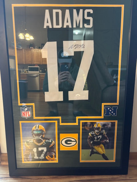 Green Bay Packers Davante Adams Autographed Jersey Framed JSA Certified