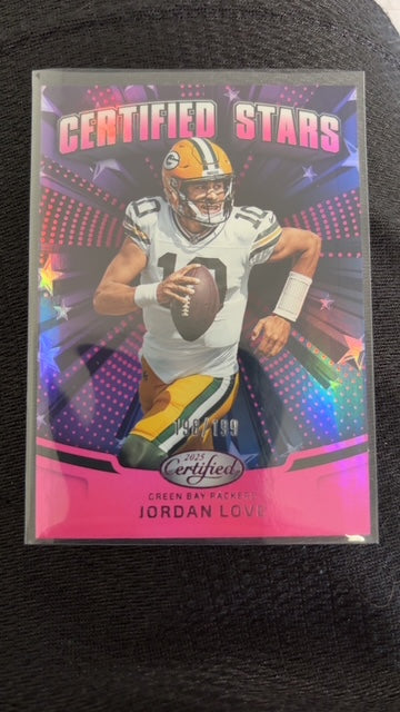 2025 Panini Certified Jordan Love Certified Stars Mirror Pink /199